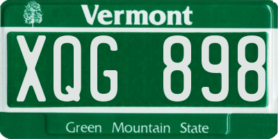 VT license plate XQG898