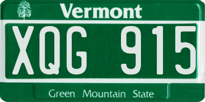 VT license plate XQG915