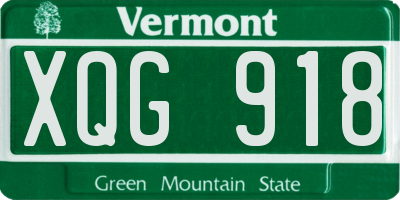 VT license plate XQG918