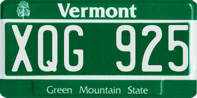 VT license plate XQG925