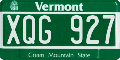 VT license plate XQG927