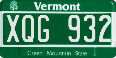 VT license plate XQG932