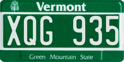 VT license plate XQG935