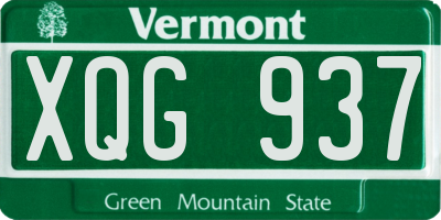 VT license plate XQG937