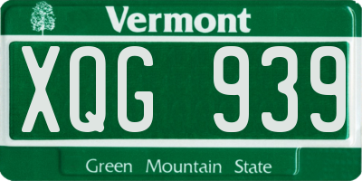 VT license plate XQG939