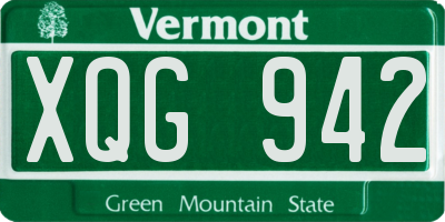 VT license plate XQG942