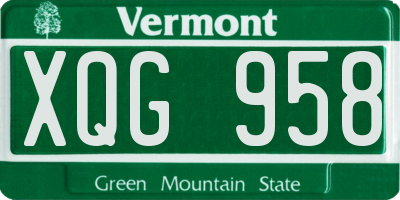 VT license plate XQG958