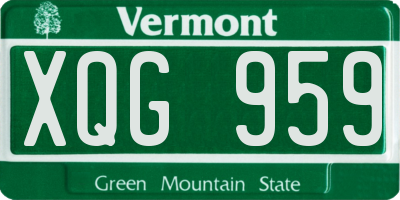 VT license plate XQG959