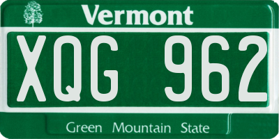 VT license plate XQG962
