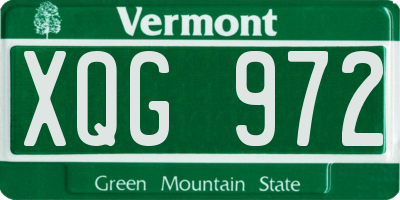 VT license plate XQG972