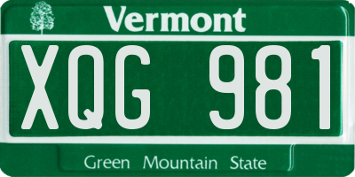 VT license plate XQG981