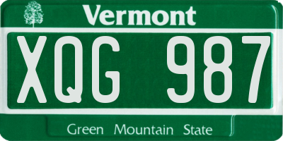 VT license plate XQG987