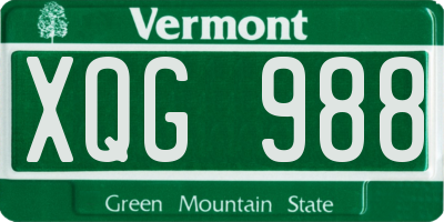 VT license plate XQG988