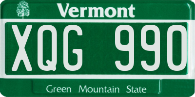 VT license plate XQG990