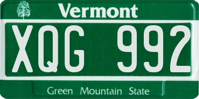 VT license plate XQG992