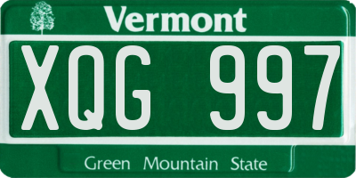 VT license plate XQG997