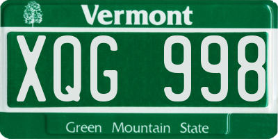 VT license plate XQG998