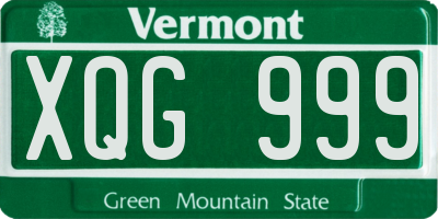 VT license plate XQG999