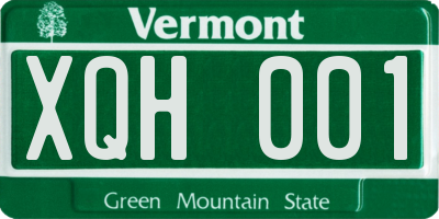VT license plate XQH001