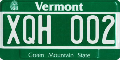 VT license plate XQH002