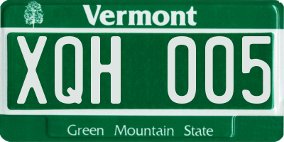 VT license plate XQH005