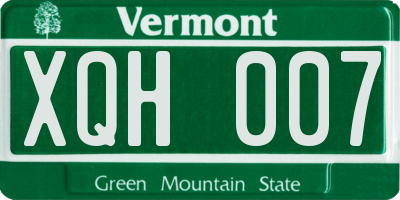 VT license plate XQH007