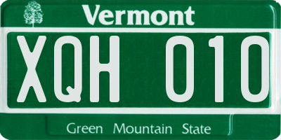 VT license plate XQH010