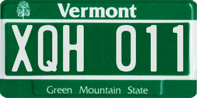 VT license plate XQH011