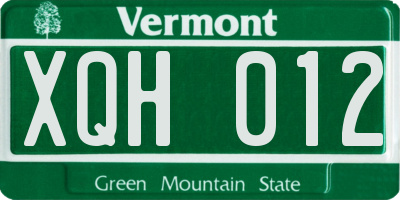 VT license plate XQH012