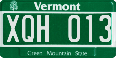 VT license plate XQH013