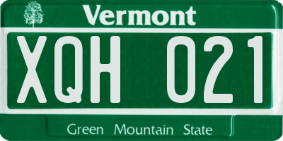 VT license plate XQH021