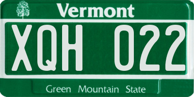 VT license plate XQH022