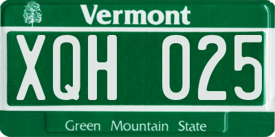 VT license plate XQH025