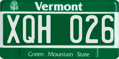 VT license plate XQH026