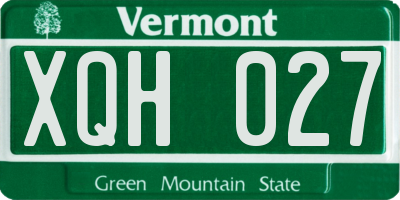 VT license plate XQH027