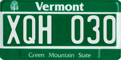 VT license plate XQH030