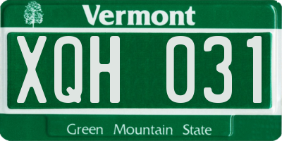 VT license plate XQH031