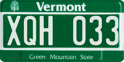 VT license plate XQH033