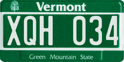 VT license plate XQH034