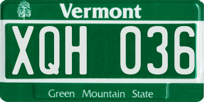 VT license plate XQH036