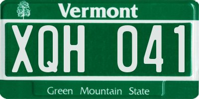 VT license plate XQH041