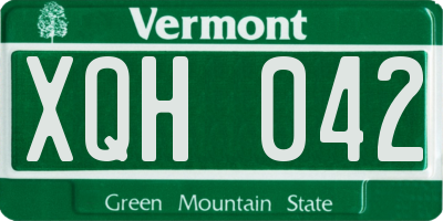 VT license plate XQH042