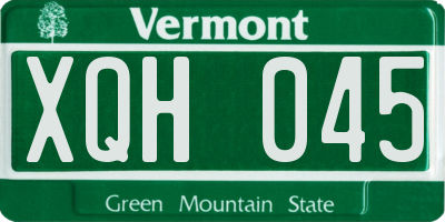 VT license plate XQH045