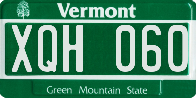 VT license plate XQH060