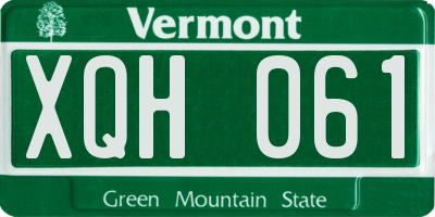 VT license plate XQH061