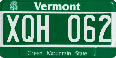 VT license plate XQH062