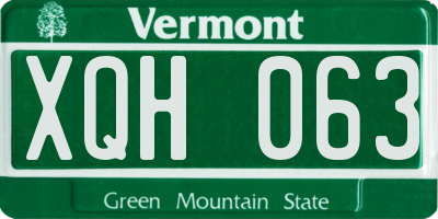 VT license plate XQH063