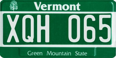 VT license plate XQH065