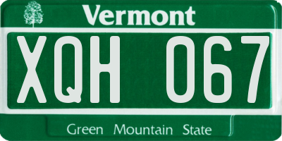 VT license plate XQH067