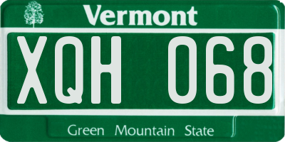 VT license plate XQH068
